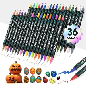 48/36/24/12 Dual Tip Acrylic Paint Pens, Double Tip Premium Markers for Wood, Rock Painting, Glass, Canvas, Stone, DIY Crafts Making Art Supplies