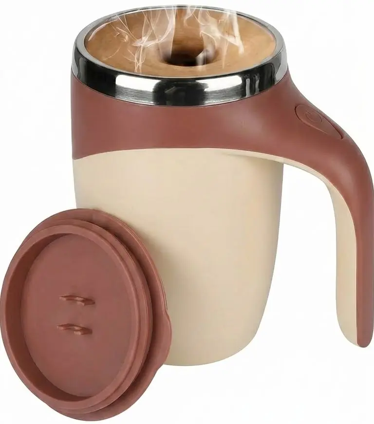 12oz Stainless Steel Self-Stirring Coffee Mug with Leak-Proof Lid, USB Rechargeable Vacuum Insulated Travel Tumbler for Hot & Cold Drinks, Coffee Mugs With Lids