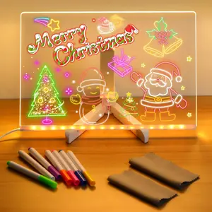 LED Portable Drawing Board & Storybook Set, Montessori Early Education Toy, Reusable Coloring Board for Kids Aged 3-6, Christmas Gift Idea