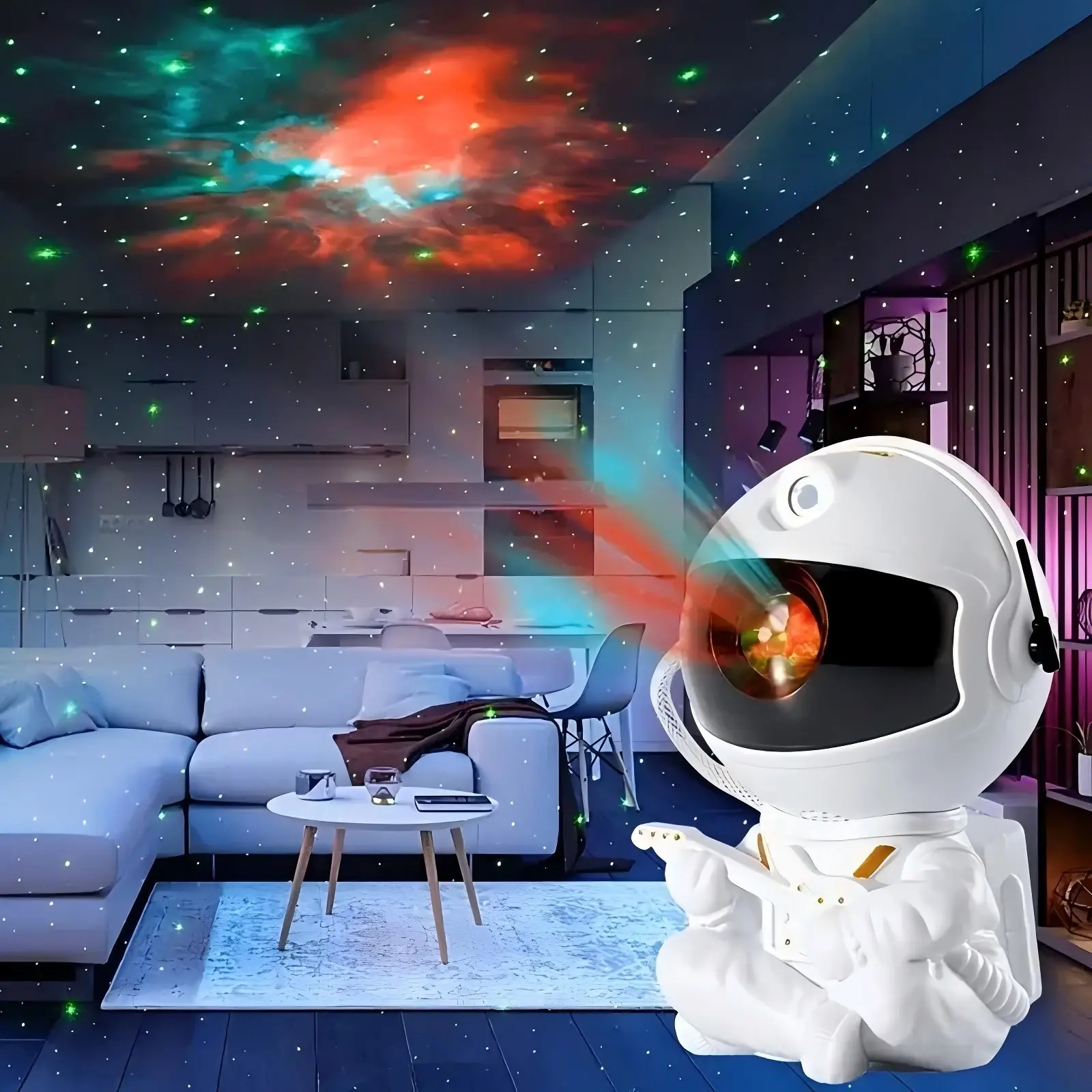 Star Projector Astronaut Night Light, Magnetic Rotating Head Galaxy Projection Lamp, Led Ambient Lighting, Led Mood Lamp, Dimmable Starry Sky Light for Bedroom Ceiling Decor, Christmas & Valentine's Gift