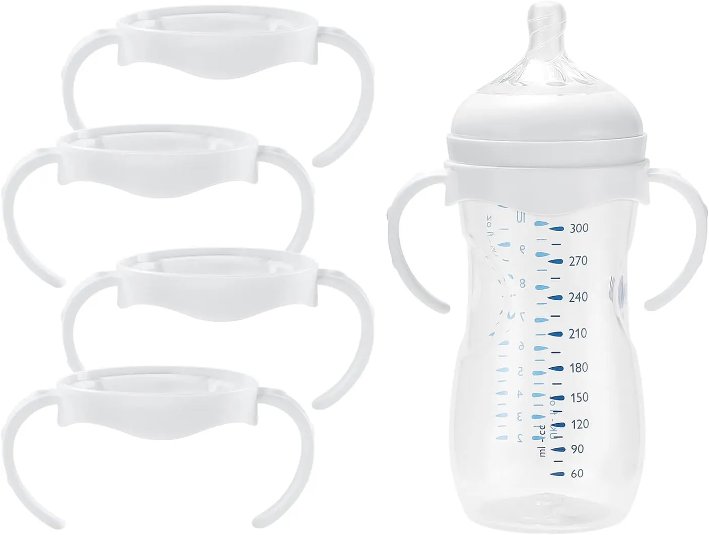 (4 Pack Bottles Handles for  Avent   Bottle, Quick Install & Easy for Little Hands to Hold, White