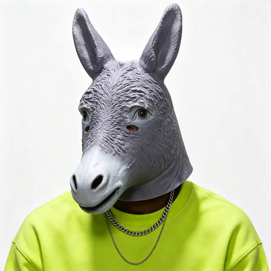 Ultra-Realistic Donkey Latex Mask, Funny Farm Animal Headpiece for Halloween & Comedy Cosplay