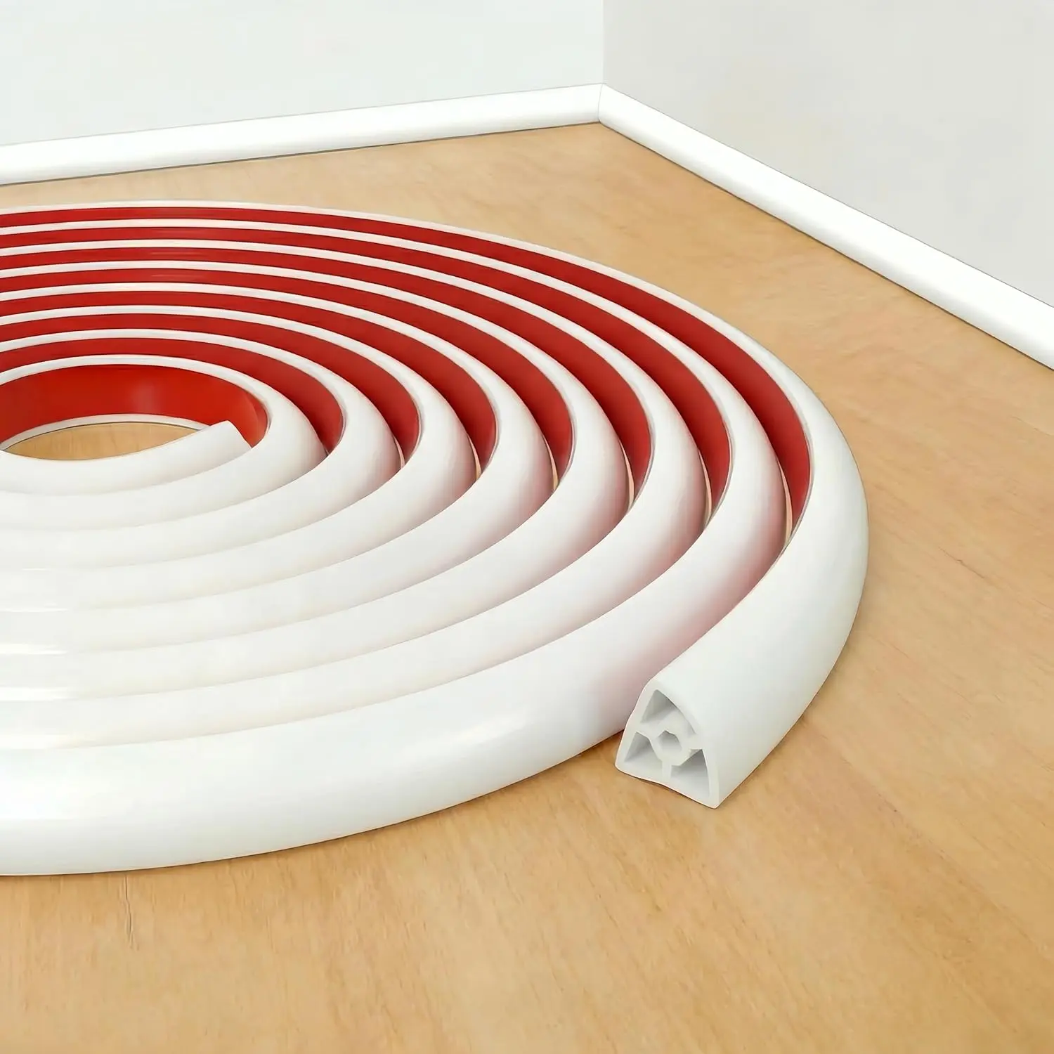 White Peel-Stick Flexible Quarter Round Molding - 118" Self-Adhesive Shoe Molding Baseboard Trim, Built to Bend Flooring Edge Trim for Bathtubs, Indoor DIY Users