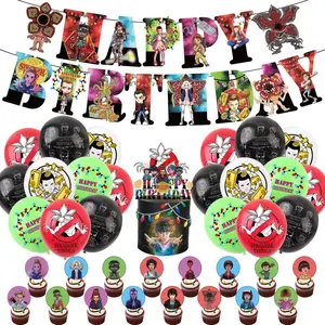 [Stranger Things] Themed Birthday Party Decoration Set — Banner, Cake Toppers, Balloons, & Party Favors | Create a Spectacular Celebration no gift card supplies Graduation Kit Gold