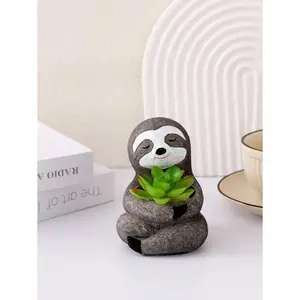 1pc Sloth Animal Planter With Drainage Hole, Cute Resin Succulent Pot Decor For Home, Desk, Gardening Hobbyists (Hugging)