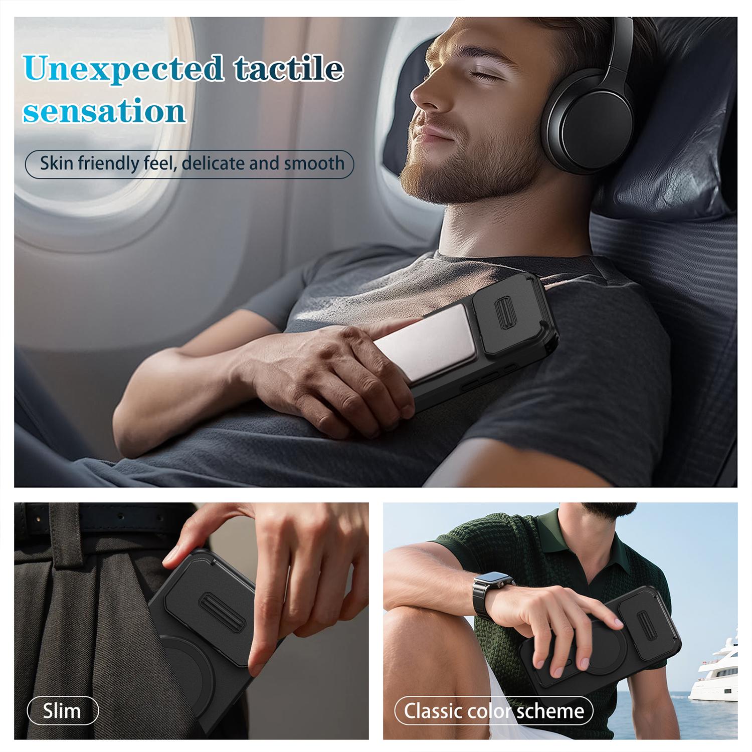 Magnetic Case for iPhone 17 Pro Max/17 Pro/Air/17/16 15 14 13, Lens Protection Cover with Kickstand & Sliding Camera Cover,Rugged Stand Protective Shock-Resistant Slim Shockproof Case