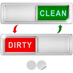 Premium Clean Dirty Dishwasher Magnet Easy Read Strong Slide Dirty Clean Sign for Dishwasher Heavy Duty Magnet with Optional Stickers Red & Green Silver