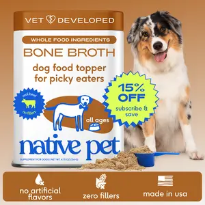 Native Pet Bone Broth for Dogs - Made with Real Beef Bone Broth, Dog Food Toppers for Picky Eaters - Provides Extra Hydration & Nutrition for Joint Strength, Immunity & Heart Health