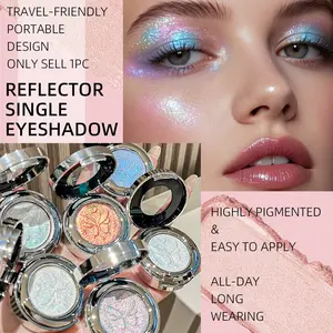 Chameleon Highlighter Single Color Eyeshadow Palette, Polarized Fine Shimmer, Long-Lasting, Portable, Daily/party Use