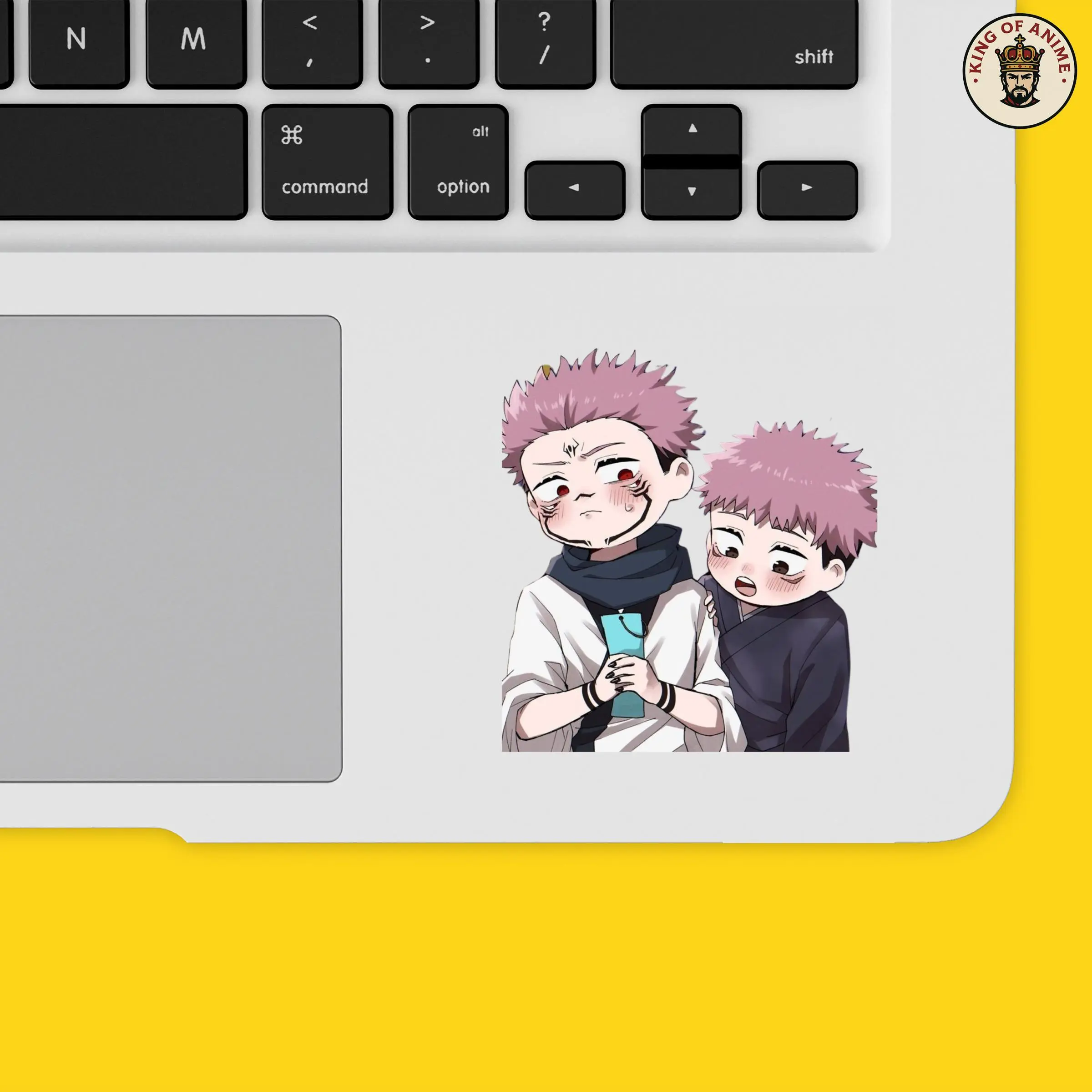 Cute Sukuna and Yuji Sticker, Vinyl Anime Sticker, Blushing Duo in Festival Outfit, Laptop and Water Bottle Decor
