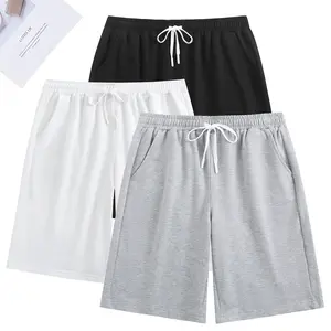 1/2/3-Pack Unisex Relaxed Fit Athletic Shorts Soft Cotton Blend Gym & Casual with Pockets Elastic Waist Drawstring Black Gray White Everyday Essential