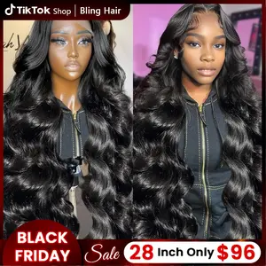 Bling Hair 32inch Body Wave 13x6 HD 13x4 Transparent Lace Front Wigs 360 Swiss Lace Human Hair No Mixing for Black Women 180 Density with Baby Hair Natural Hairline #TikTokShopBlackFriday