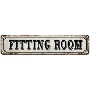 Vintage Metal "Fitting Room" Sign - Wall-Mounted Decor for Dressing Rooms, for Man Caves, Kitchens, Bedrooms & Front Porches, Bedroom Wall Art |   Vintage Wall Sign |   Metal Construction, Room Decor