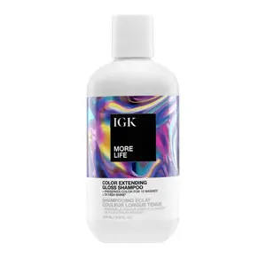 IGK MORE LIFE Color Extending Gloss Shampoo | Preserves Color Treated Hair | UV Protection | Vegan + Cruelty-Free | 8 Oz