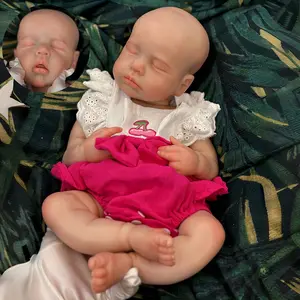 18 Inch Sleeping Open Mouth Silicone Girl Handmade Reborn Dolls 3D Painting with Visible Veins Full Body Soft Solid Silicone Reborn Dolls