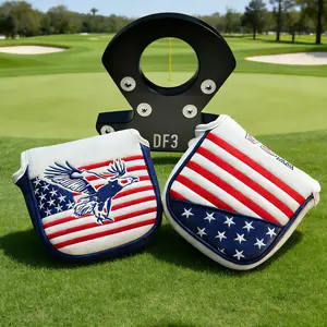 Premium Usa Flag & Eagle Golf Putter Headcover, Durable Leather Material, Secure Magnetic Closure Design, Ideal Gift for Golf Enthusiasts, Golf Accessories