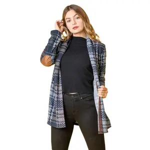 Multi Color Plaid Elbow Patch Cardigan