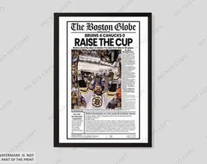 2011 Boston Bruins Stanley Cup Winners "RAISE THE CUP" Unframed Newspaper Print