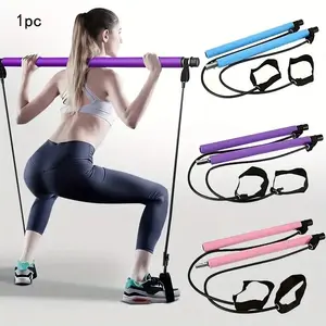 Pilates Bar Kit with Resistance Band, Stainless Steel Sports Stick, Home Gym Exercise Squat Yoga Pilates and Body Shaping Equipment,At Home Gym Equipment