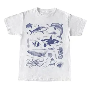 Sea Creatures Vintage Shirt, 90s Tattoo Sea Animal Tshirt, Whale, Orca, Ocean Sealife, Turtle, Dolphin Shirt, Nature, Unisex Adult Tee Top Womenswear