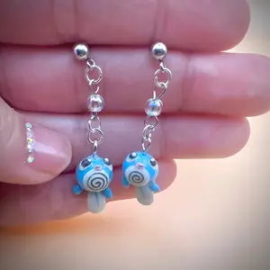 Tiny Pokemon Polywag inspired earrings