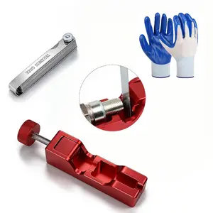 Universal Spark Plug Gap Tool with 32-Blade Feeler Gauge & Work Gloves, Spark Plug Gapping Tool for 10mm 12mm 14mm 16mm Spark Plugs, Red/Black Available