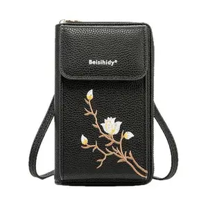 SC222 Women's Embroidered Messenger Bag 2025 New Large-capacity Dual-purpose Wallet Mobile Phone Bag