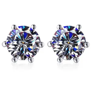 EJG Diamond Stud Earrings 0.5/1/2 Carats 925 Silver Prong-Set Sparkling Cubic Zirconia Suitable for Birthdays and Anniversaries earrings