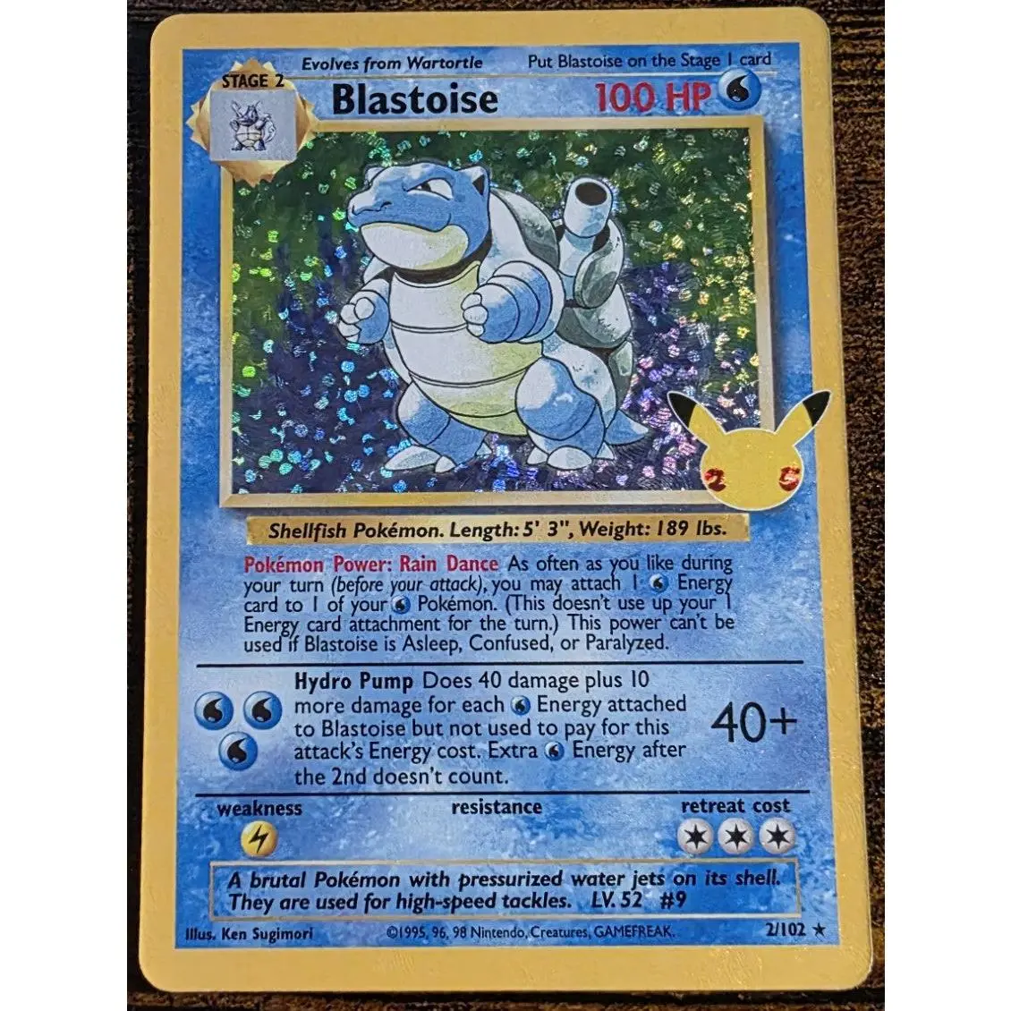 Blastoise 2/102 Holo Rare Pokémon Celebrations Classic Collection 25th Anniversary