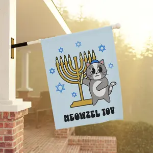 Funny Hanukkah Garden Flag Mewozel Tov Cat Hanukkah House Banner Chrismukkah Yard Sign Cute Holiday Flag Hanukkah Decorations Jewish Pride A51