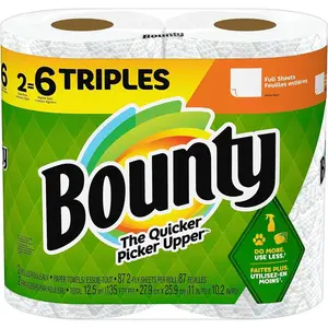 Sheet Paper Towels, White, 2 Triple Rolls - 6 Regular Rolls, Pack of 2 - Toilet