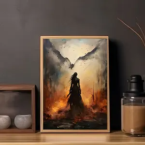 1pc Morrigan Embrace Celtic Mythology Unframed Canvas Art Poster, 12x16 Inch Mystical Canvas Print for Home, Bedroom, Living Room, Bathroom, Office Decor