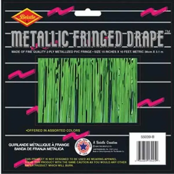 DDI 1907769 2-Ply FR Metallic Fringe Drape - Green Case of 6