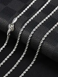 1pc Silver/ Golden Plated Fried Dough Twists Minimalist Chain Necklace Size 16in, 18in, 20in, 22in, 24in, 26in, 28in, 30in, Multiple Sizes Available