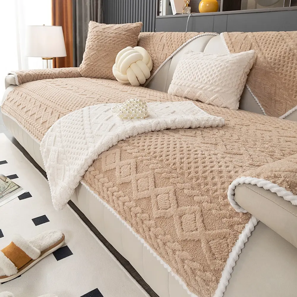 1 Piece Modern Stylish Classic Sofa Cover - Soft & Skin-Friendly Sofa Cushion, Durable Cushions, Non-Slip, Dustproof, Scratch-Resistant & Pet-Friendly Sofa Protector, Fits 1/2/3/4 Seater Sofas, All-Season Living Room Sofa Cover, Machine Washable
