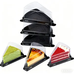 50set Premiun Thick Clear Triangle Cake Slice Box with Lid – Disposable Dessert Container, 6-Inch / 8-Inch Cake Packaging