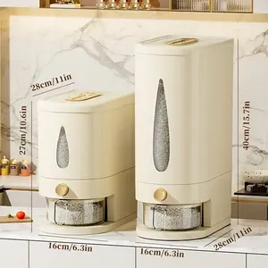 11/22lb Large Capacity insect-proof airtight Rice Dispenser Organiser with Measuring Cups Moisture Resistant Plastic, Airtight Grain Storage Container with Transparent Window for Soybeans,Corn,cereals,pet food,suitable for kitchen and food storage room