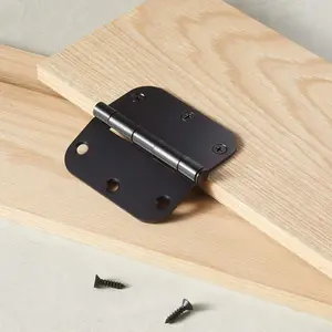 Rounded corner door hinge, 3.5 inches, flat iron double fold door hinge, easy to install, standard hinge, no squeaking sound, suitable for bedroom interior doors, hardware control