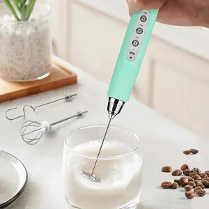Milk Frother Rechargeable Handheld-Electric Whisk 3 Speed Adjustable, Coffee Frother Wand with 3 Stainless Whisks, Electric  Maker, Drink Mixer Blender for Latte Cappuccino Matcha Egg