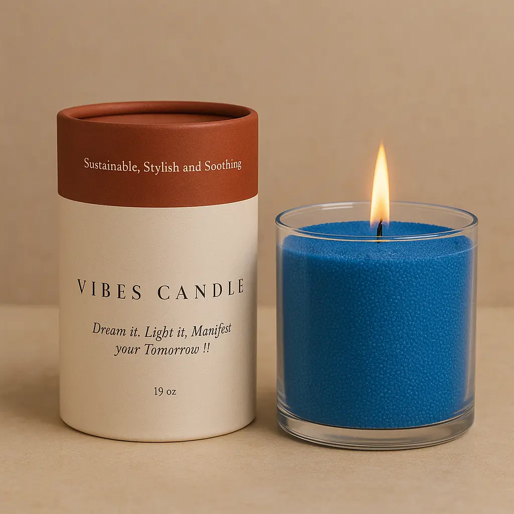 Vibes Pearled Candle Blue Eclipse - 11 OZ Pearled Candle | Luxury Scented Candle | Floral Cozy Decoration