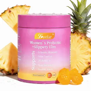 Feminine Balance Probiotic Gummies for Women, Lactobacillus & Slippery Elm for Comfort, Prebiotics for Gut Health, Hawaiian Pineapple 60 Count