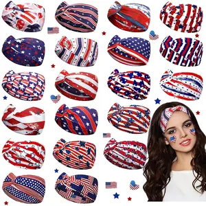 American Flag Independence Day Stars Retro Knot Sweat Yoga Running Sports Decoration Party Band Headband