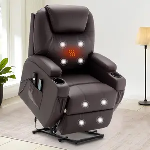 Power Lift Recliner Chair for Elderly with Massage and Heat Faux Leather for Living Room，Bedroom