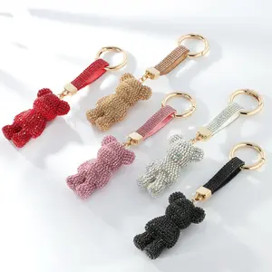 JTV Bling Bears Keychain Collection Crystal Gold Tone Bear Keychain with Crystal Detailing for Bear Lovers Red Champagne Black Pink Multi-Color Options
