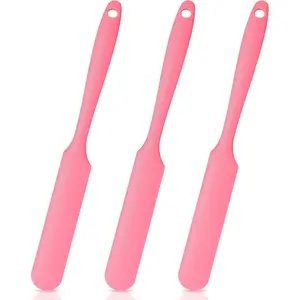 3 Pcs Non-stick Silicone Wax Spatulas Hair Removal Sticks Applicator Reusable Hard Wax Scraper for Home Salon Body Use (Pink)