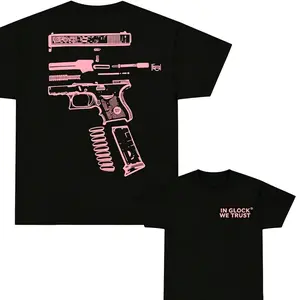 Graphic Cotton T-Shirt "We Trust " Double-Sided Printed T-Shirt, Light Pink, Unisex, Men's Gift, Casual Men's Cotton T-Shirt. Y2K,Summer Tee