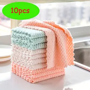 10-Pack Thickened Kitchen Cleaning Cloths - Durable Absorbent Towels, Easily Remove Stains and Grease - Multi-Functional Household Cloths and Dish Cloths, Cleaning Cloths