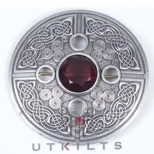 Plaid & Sash Brooch – InverLoch, Celtic Spiral Stone