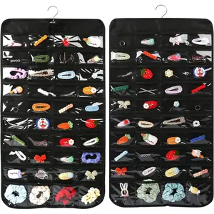 80-Pocket Hanging Jewelry Organizer - Earring, Necklace, Bracelet Storage Black Boxes