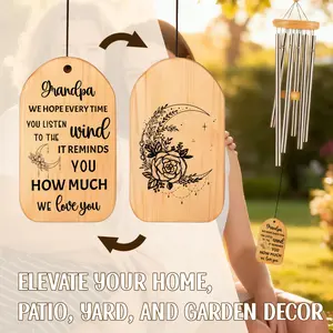 1 pc Memorial Wind Chime, Wooden Sympathy Wind Chime, Memorial Gift for Loss of Loved One Outdoor Decoration, Condolence Memorial Bereavement Gift, Garden Yard Outdoor Decoration, Bohemian Wind Chime